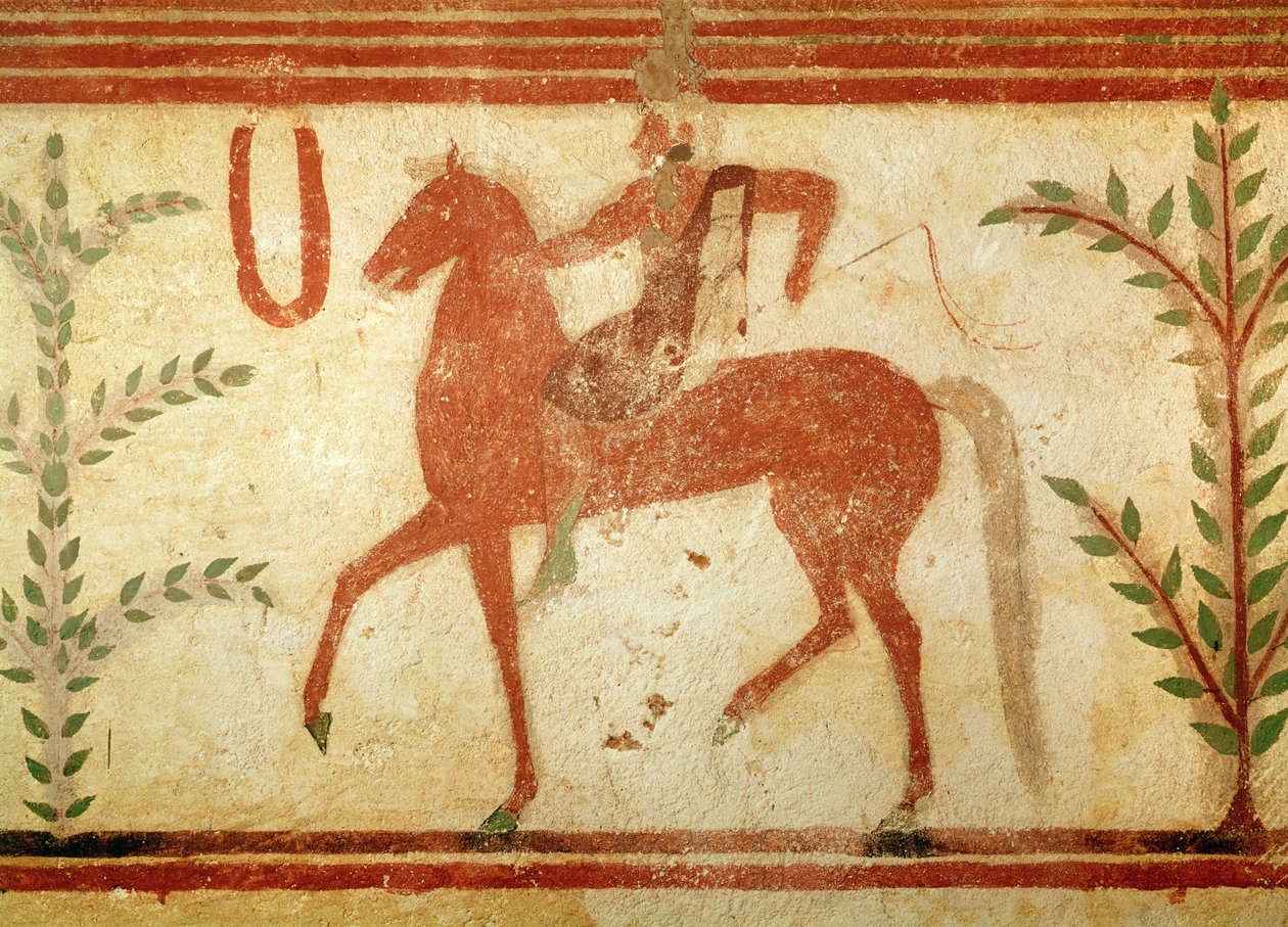 Süvari, sağ taraf, Baron Mezarı'ndan, MÖ 500 dolayları (duvar resmi) by Etruscan