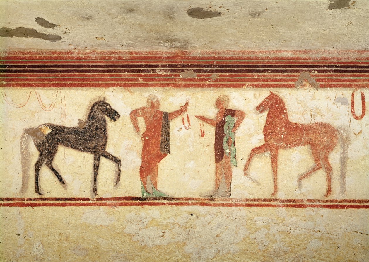 Baron'un Mezarı'ndan dizginleri tutan atlar ve atlılar, MÖ 500 dolayları (duvar resmi) by Etruscan
