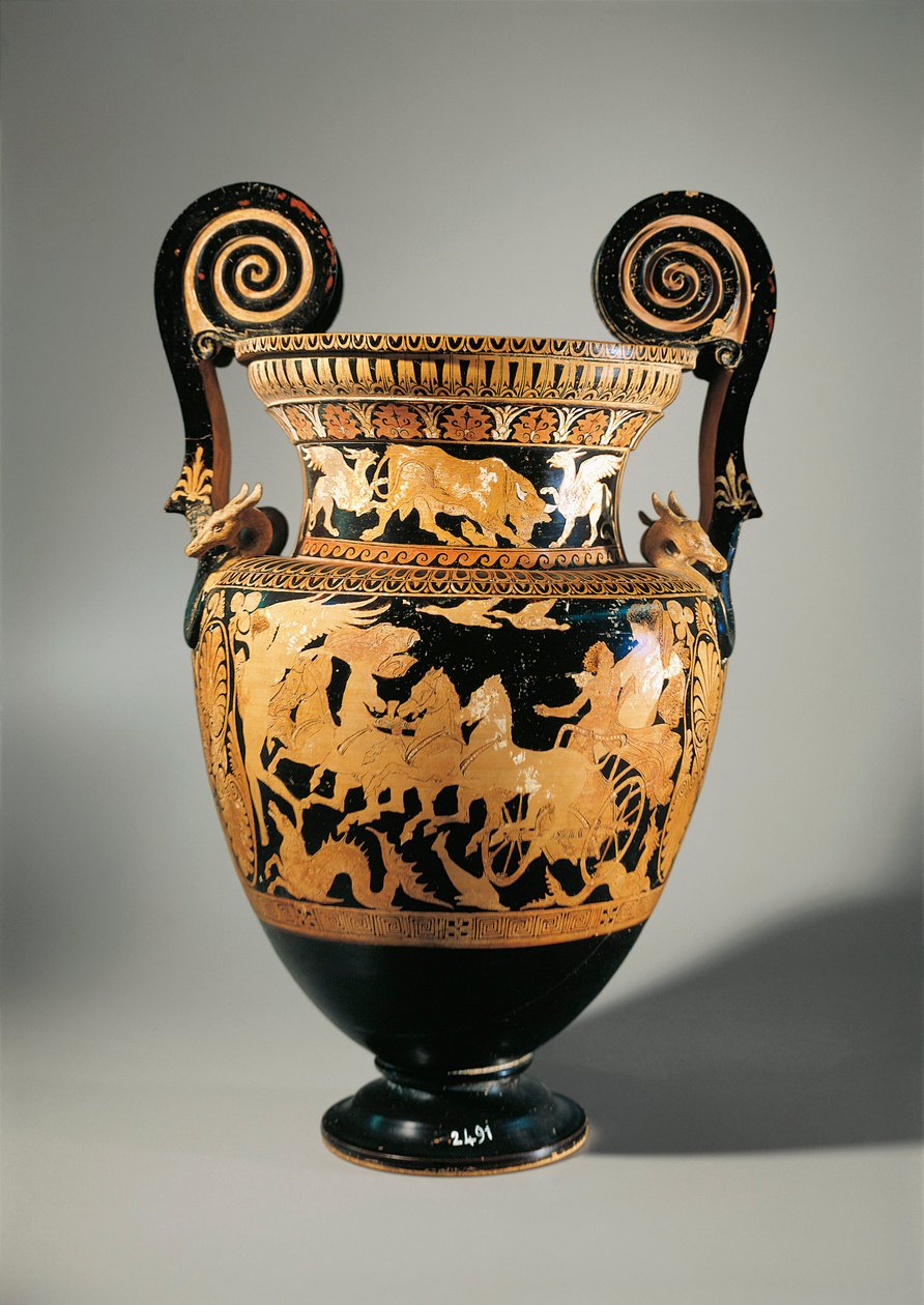 İtalya, Lazio, Civita Castellana, Falerii, Volute krater (şarap ve suyu karıştırmak için kullanılan vazo) by Etruscan