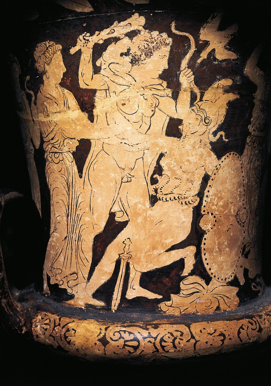 İtalya, Umbria, Perugia, Kırmızı figürlü kaliks krater (şarap ve suyu karıştırmak için kullanılan vazo) Herakles