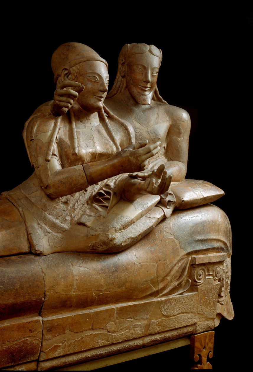 Gelinlerin lahdi. Cerveteri'den oyulmuş pişmiş toprak grubu, MÖ 6. yy by Etruscan