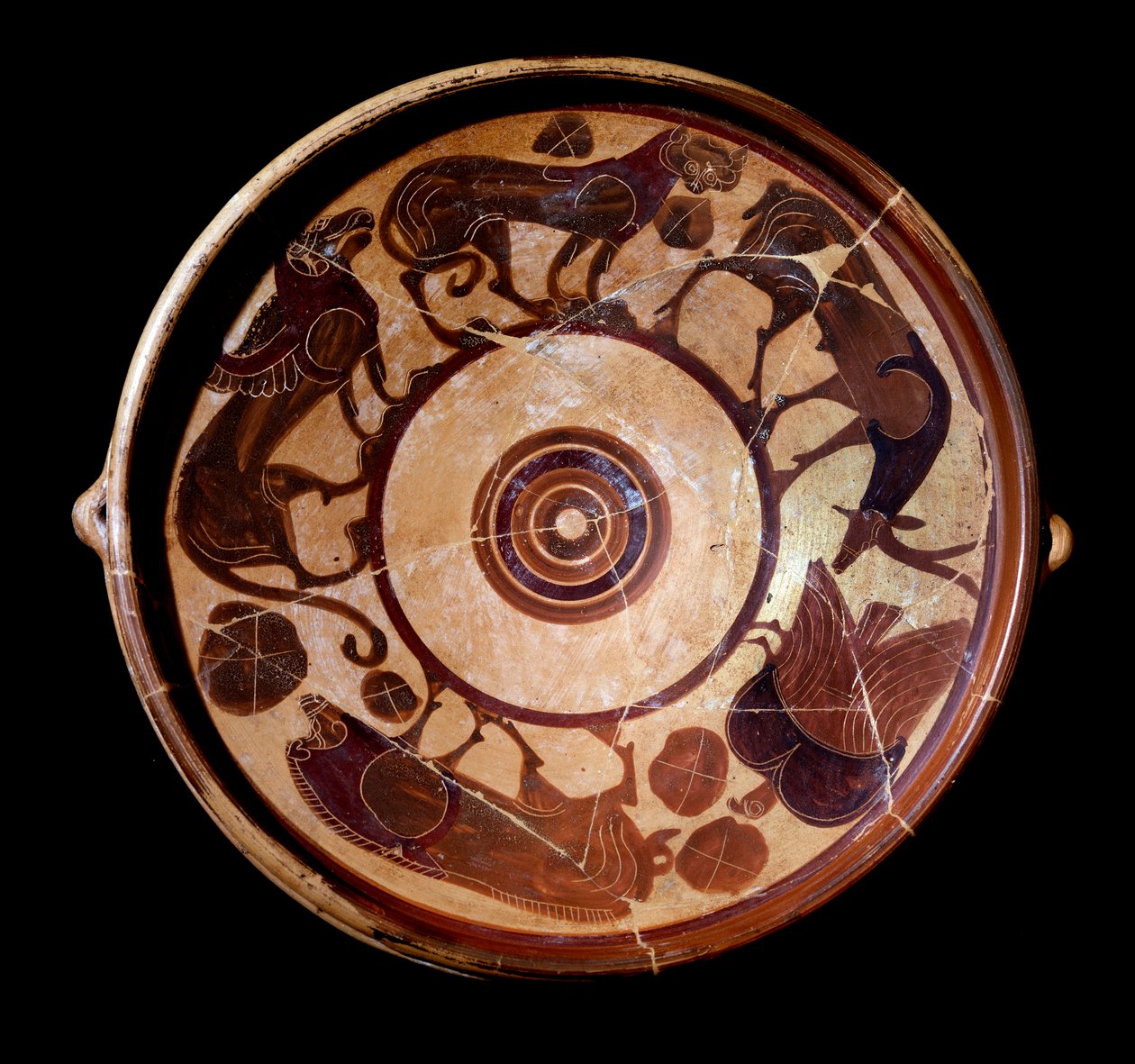 Hayvanları temsil eden pişmiş toprak levha, MÖ 600-590 by Etruscan