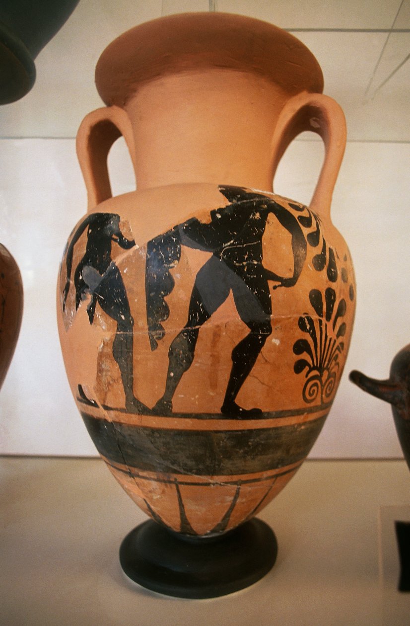 Roselle arkeolojik alanından Etrüsk siyah figürlü vazo, Toskana, İtalya by Etruscan Etruscan