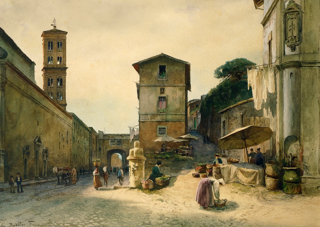 Via dei Penitenzieri in Roma, Roma sparita (Kayıp Roma) serisinden Ettore Roesler Franz (1845-1907) tarafından by Ettore Roesler Franz