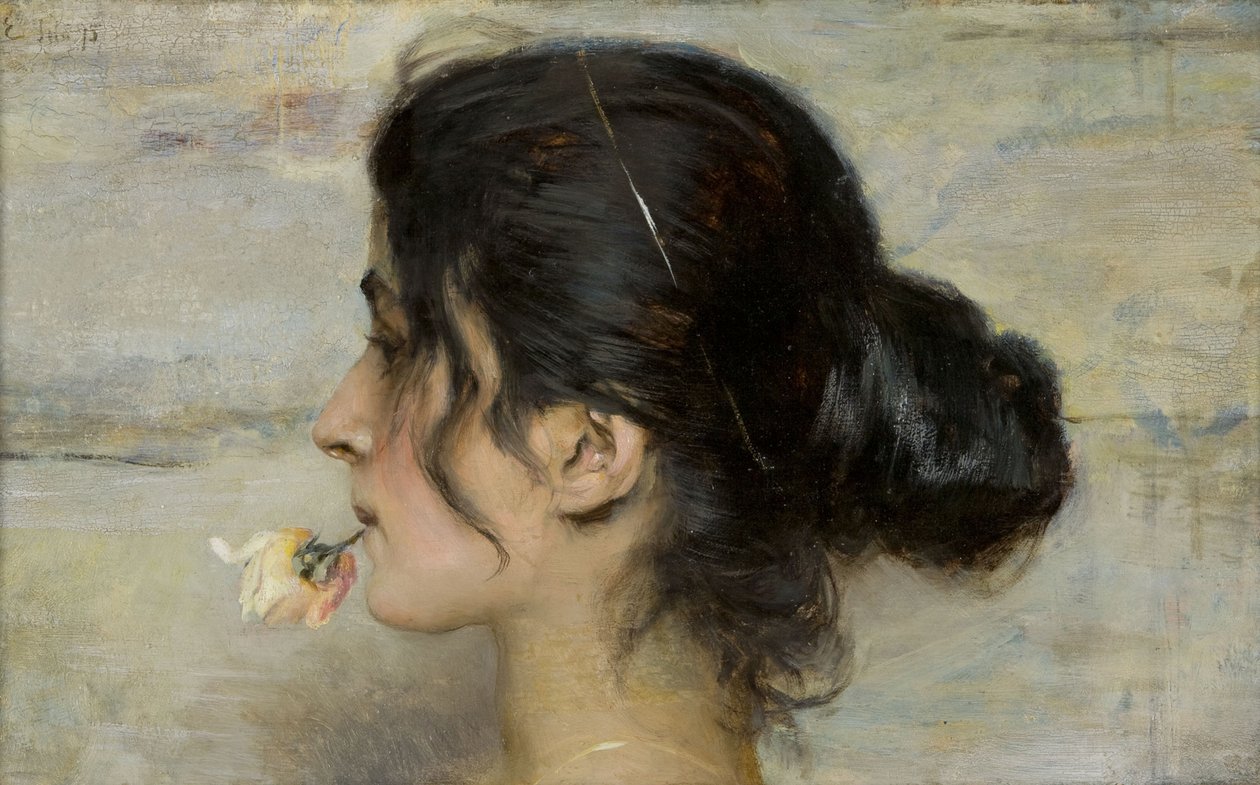Dudaklarının Arasında Gülle Dudaklarının Arasında Gülle, 1895. by Ettore Tito