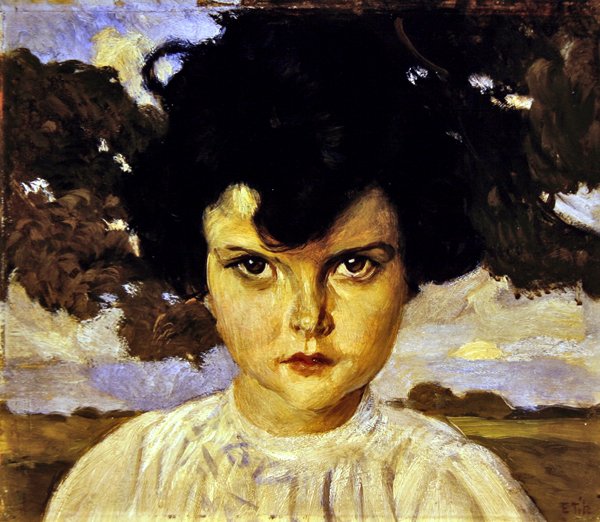 Bir Çocuğun Portresi (tuval üzerine yağlı boya) by Ettore Tito