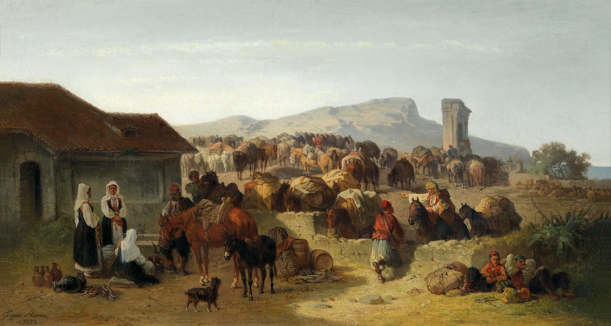 Tüccarlar Dalmaçya kıyısında dinleniyor by Eugen Adam