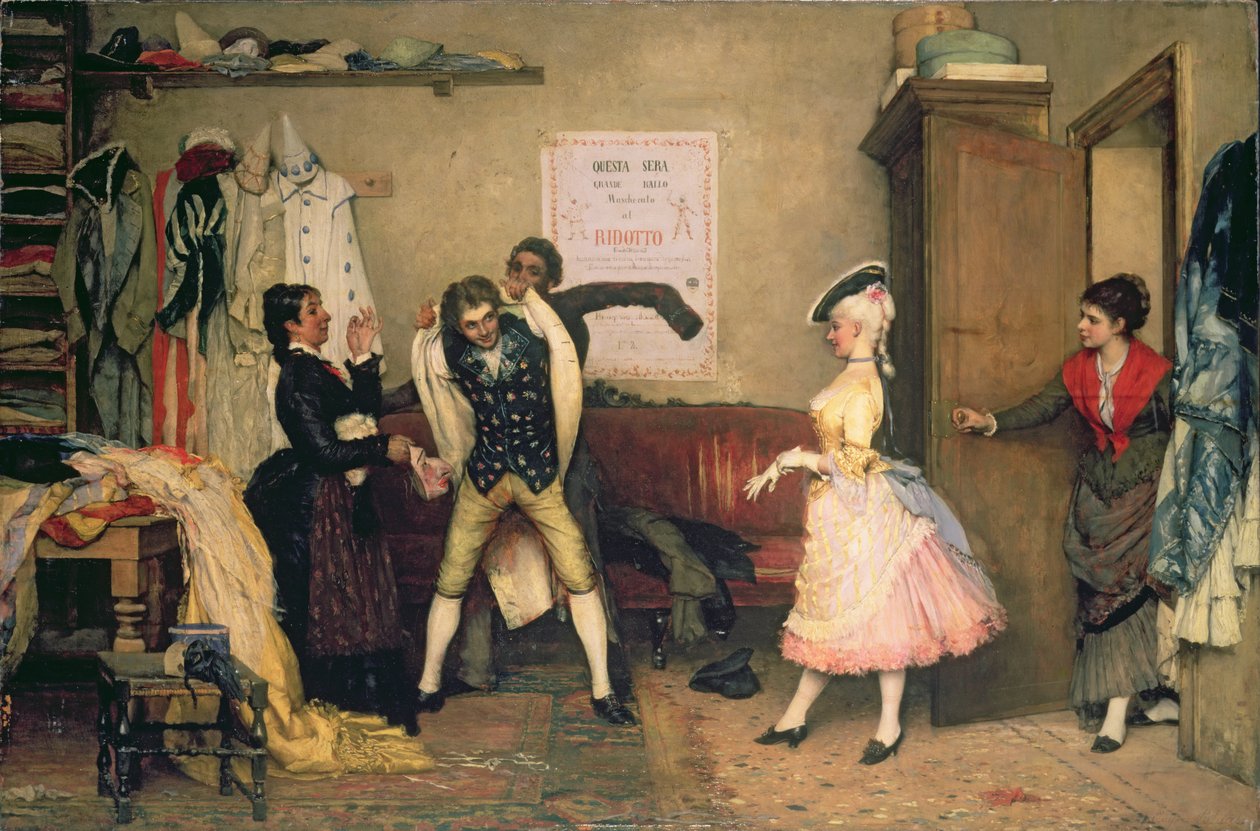 Maskeli Balo için Giyinme by Eugen von Blaas
