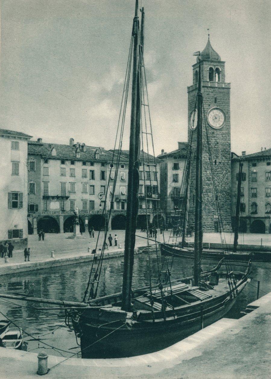 Harbour ve Torre Apponale, Riva del Garda, İtalya, 1927 by Eugen Poppel