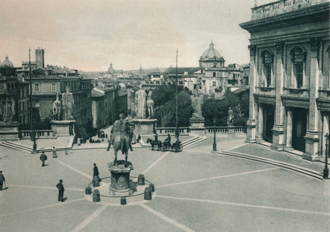 Marcus Aurelius'un heykeli ile Piazza del Campidoglio, Roma, İtalya, 1927 by Eugen Poppel