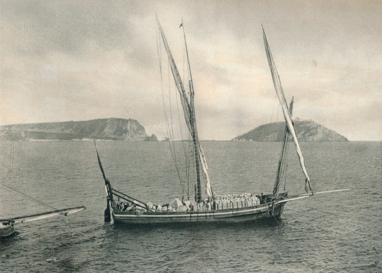 Napoli limanında yelkenli tekne, İtalya, 1927 by Eugen Poppel