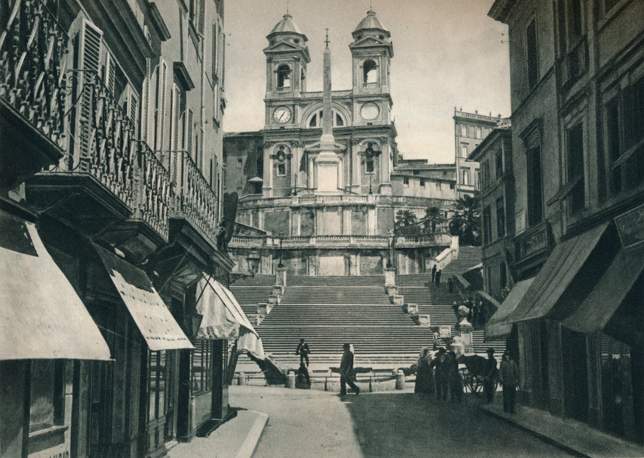 İspanyol Merdivenleri ve Trinita dei Monti Kilisesi, Roma, İtalya, 1927 by Eugen Poppel
