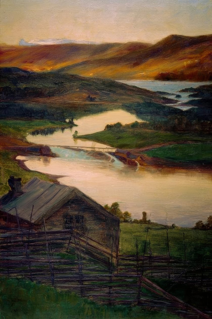 Fran Fossheim, Valdres, Skiss by Eugen Prinz von Schweden