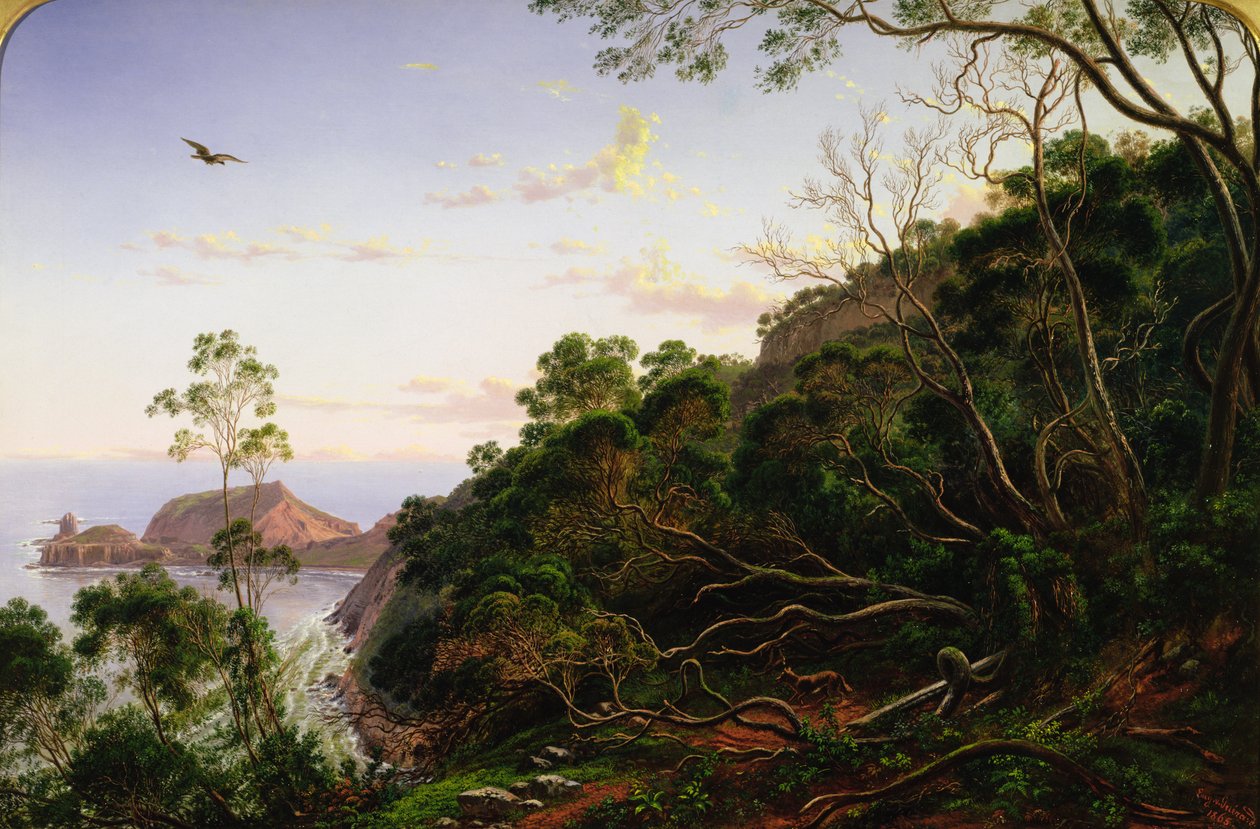 Melbourne, Victoria yakınlarındaki Minber Kayası by Eugen von Guerard