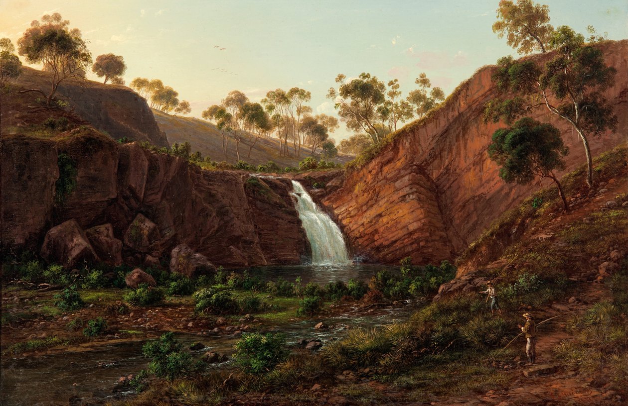 Clyde Nehri üzerinde şelale, Tazmanya by Eugene von Guérard