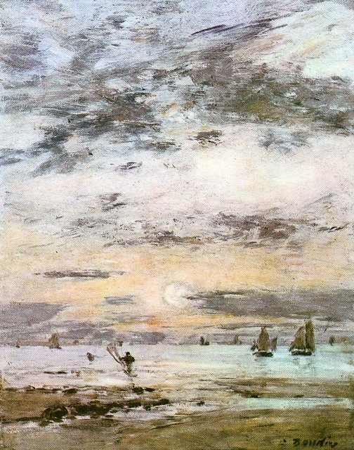 Deniz manzarası - gün batımı by Eugene Louis Boudin