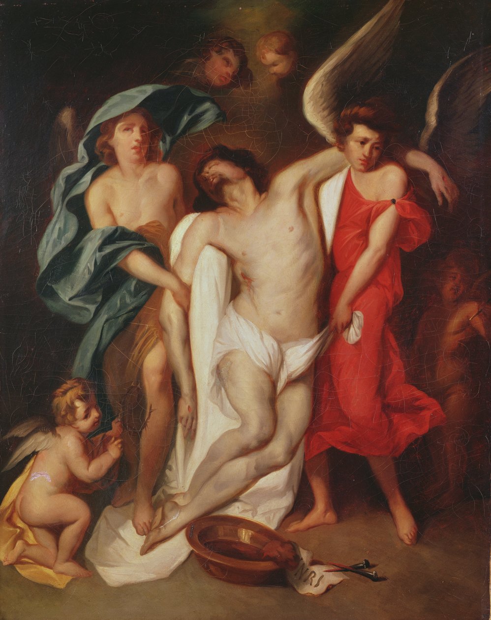 The Body of Christ carried by Angels  by Ferdinand Victor Eugene Delacroix