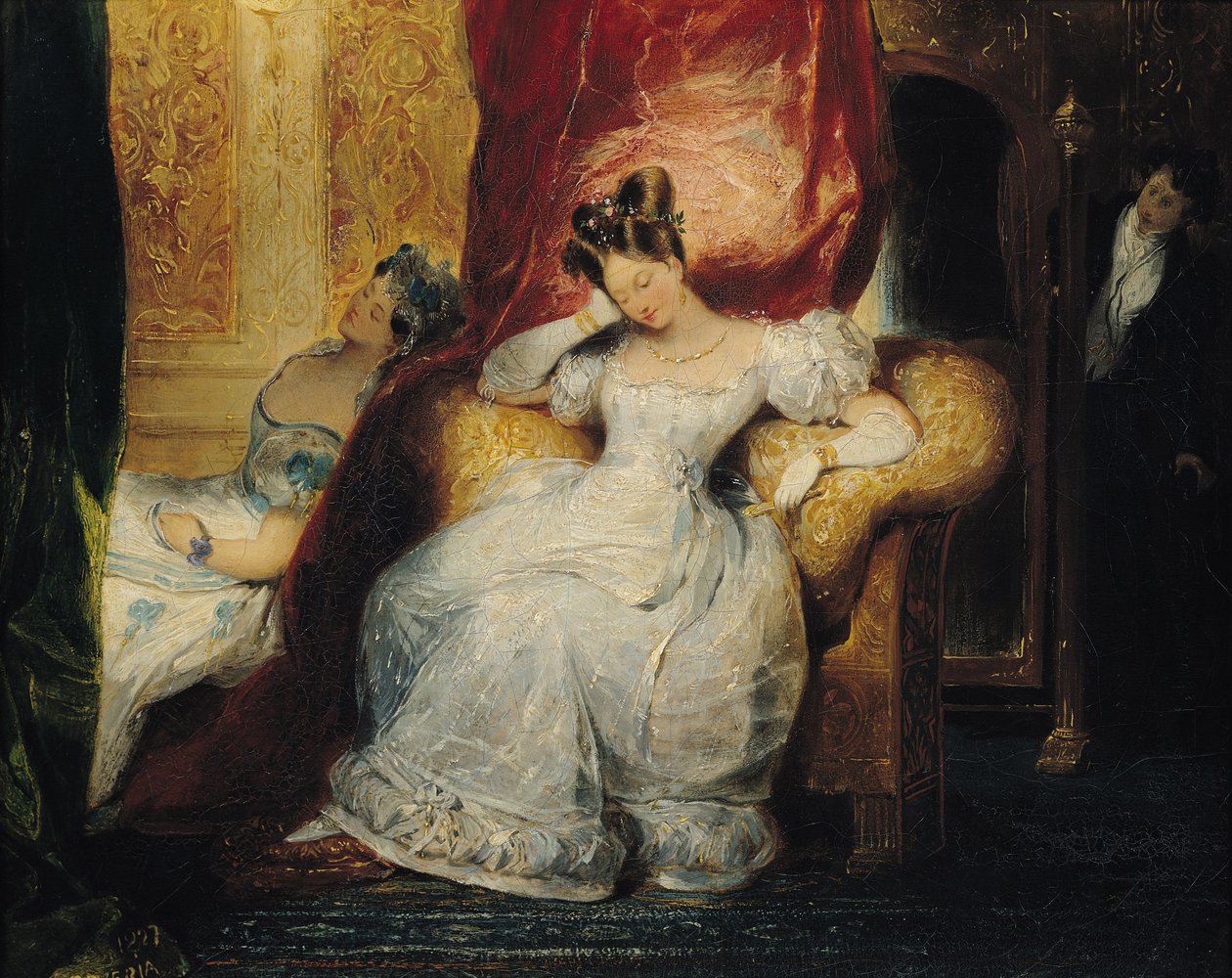 Oturan genç kadınlar, 1827 by Eugene Deveria