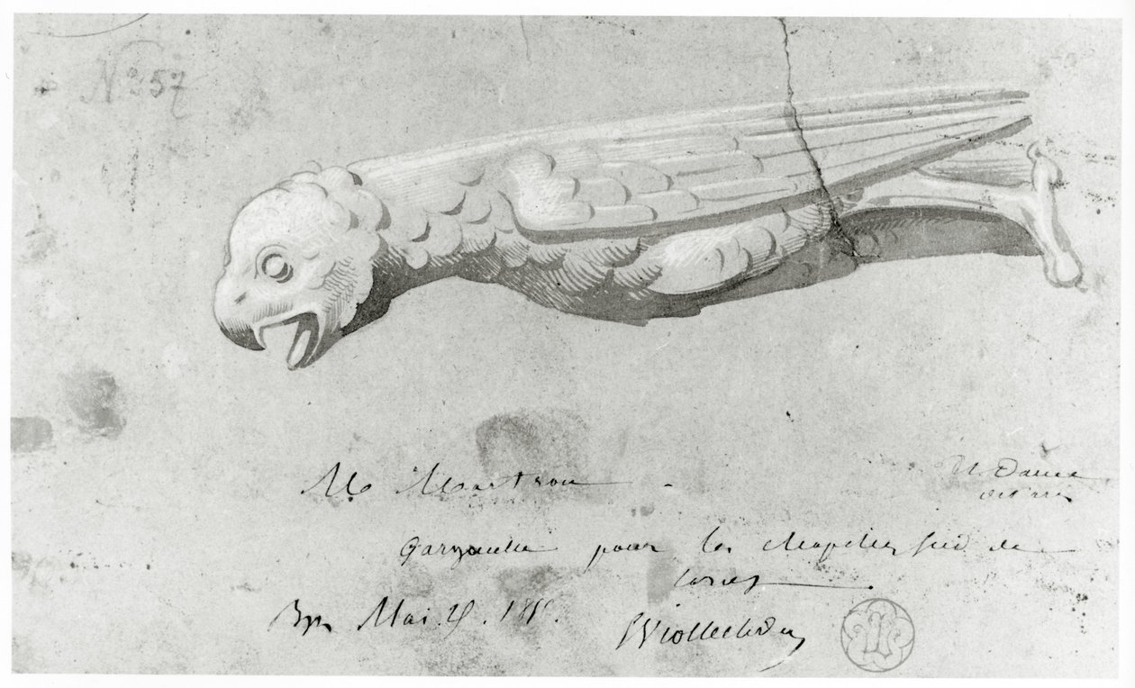Notre Dame çörtenlerinin restorasyonu için çizim, 1855 by Eugene Emmanuel Viollet le Duc