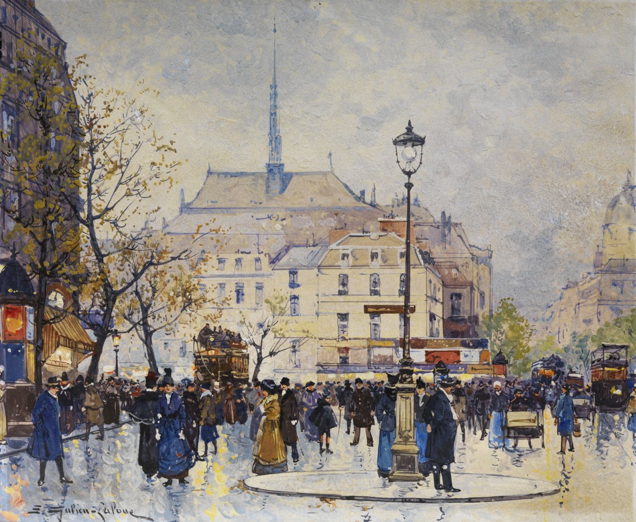 Paris sokak sahnesi by Eugene Galien Laloue