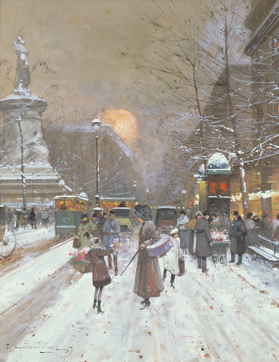 Paris Kar Manzarası by Eugene Galien Laloue