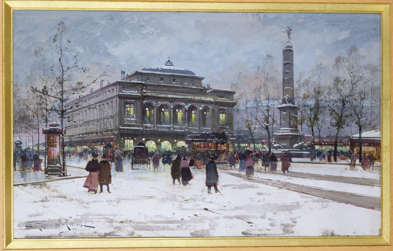 Place du Châtelet, Paris by Eugene Galien Laloue