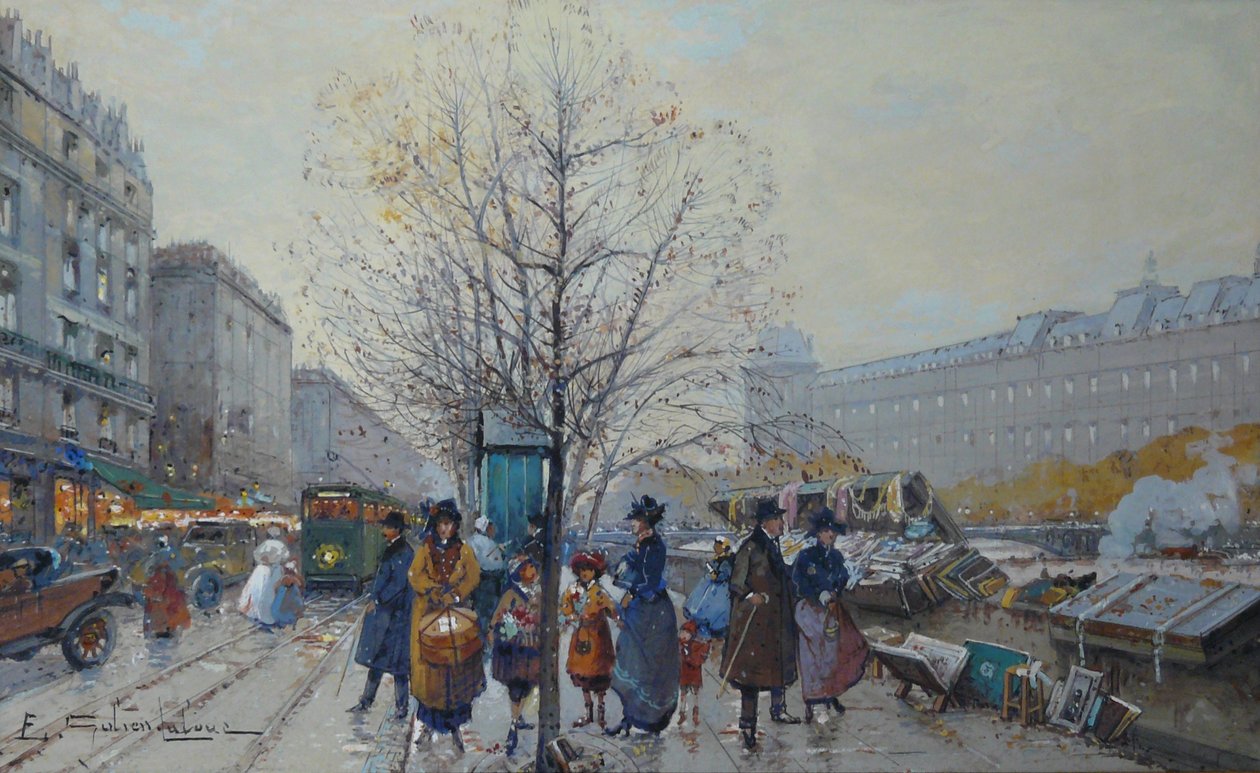 Les Bouquinistes by Eugene Galien Laloue