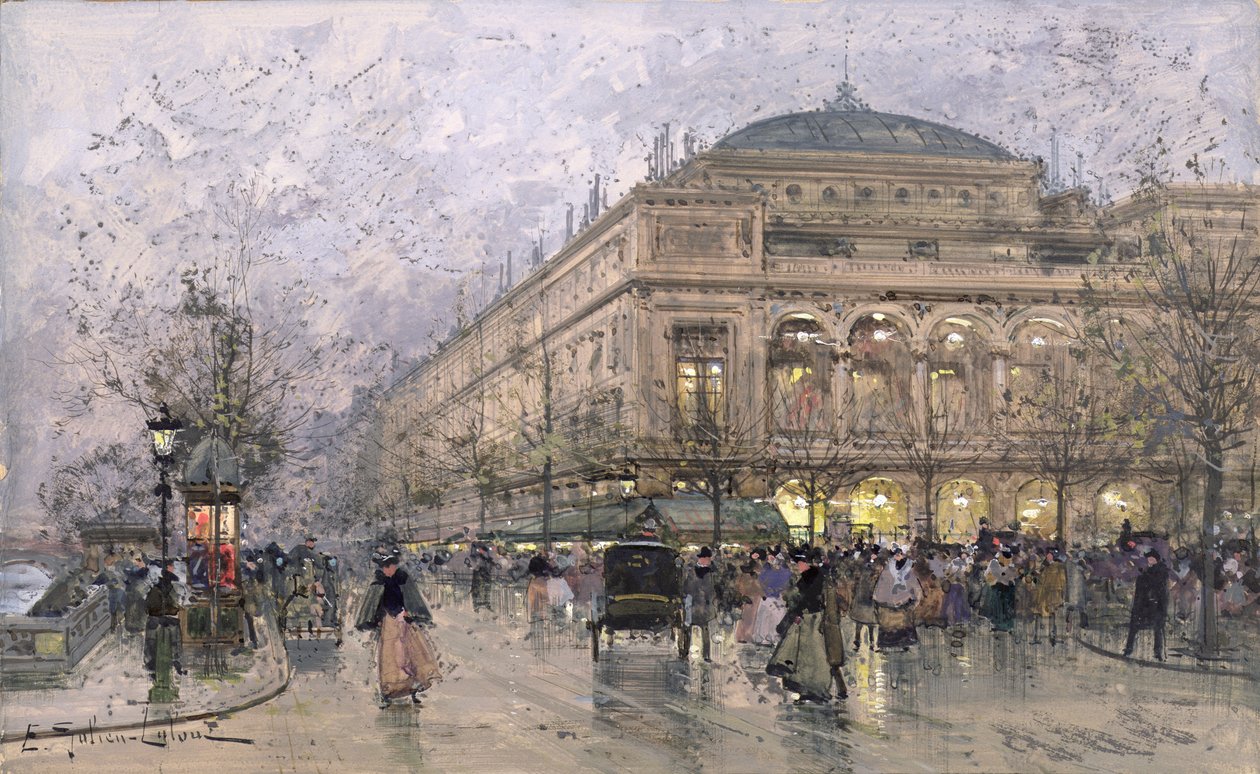 Paris Sokak Sahnesi by Eugene Galien Laloue