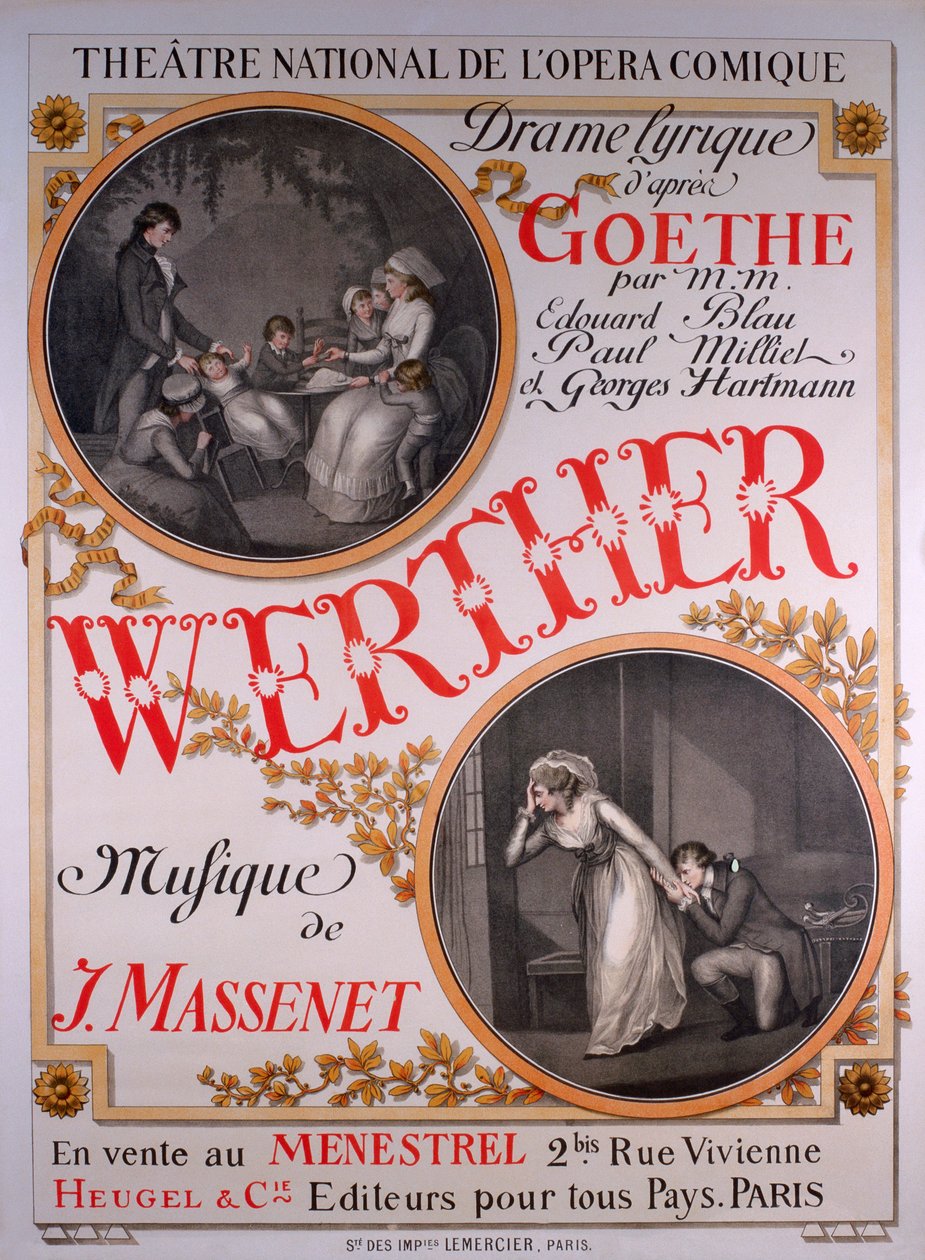 Werther, opera by Jules Massenet (12 May 1842 - 13 August 1912) based on Goethes The Sorrows of Young Werther by Eugene Grasset