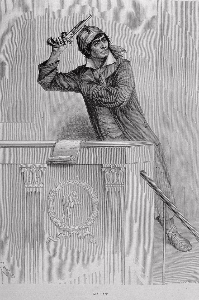 Jean Paul Marat (1743-93) Stephane Pannemaker (1847-1930) tarafından kazınmış Devrimi Teşvik Etmek by Eugene Joseph Viollat