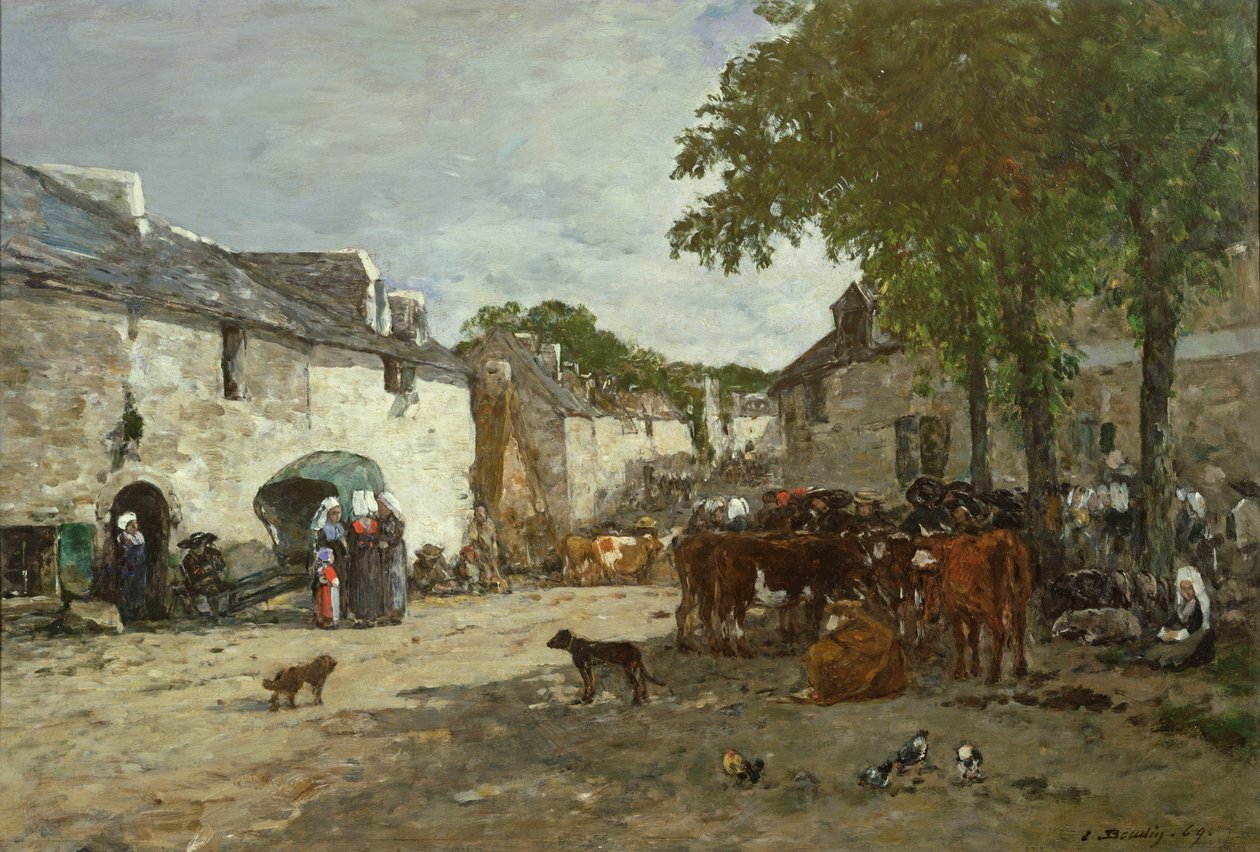 Daoulas Hayvan Pazarı, 1869 by Eugene Louis Boudin