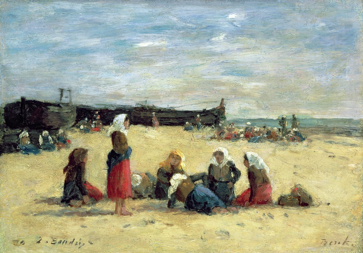 Berck, Sahilde Kadın Balıkçılar, 1876 by Eugene Louis Boudin