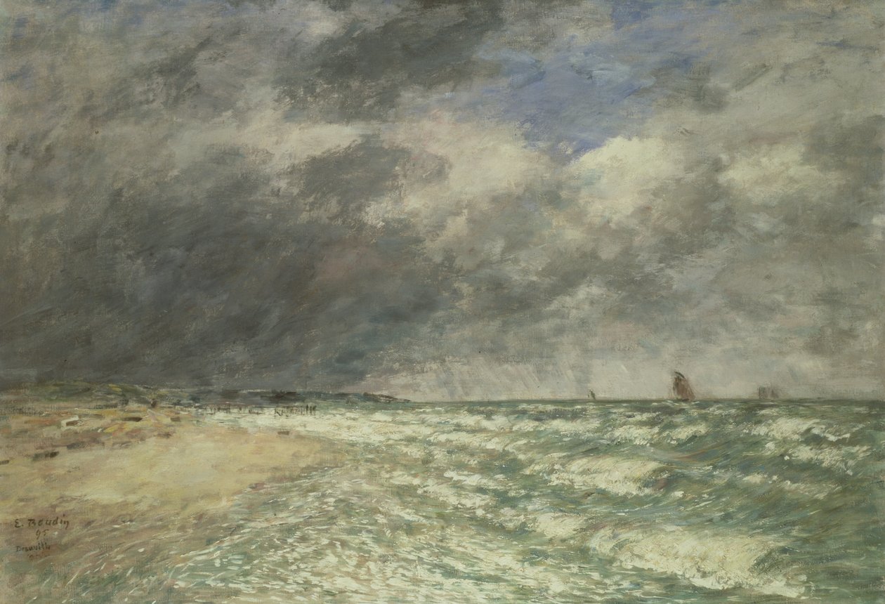 Deniz Üzerinde Gusty Hava Durumu, Deauville, 1895 by Eugene Louis Boudin