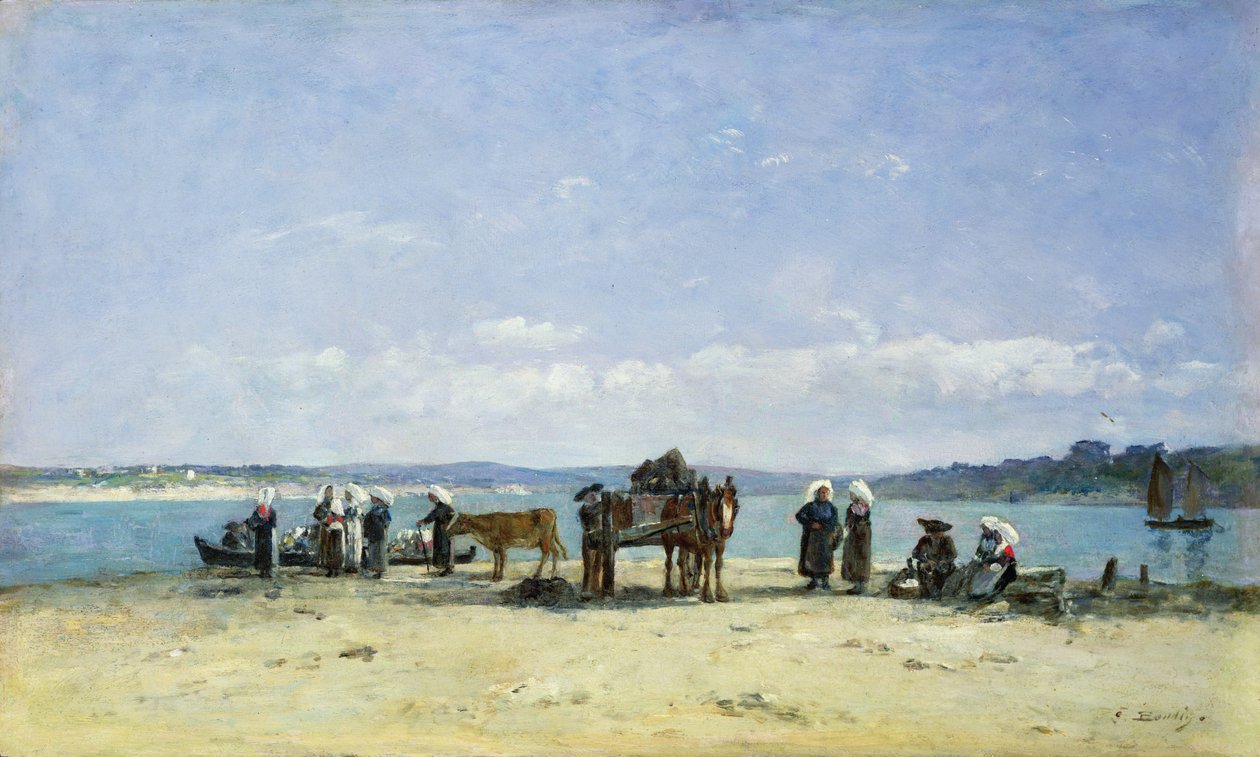 Breton Balıkçılarının Eşleri, 1870-73 by Eugene Louis Boudin