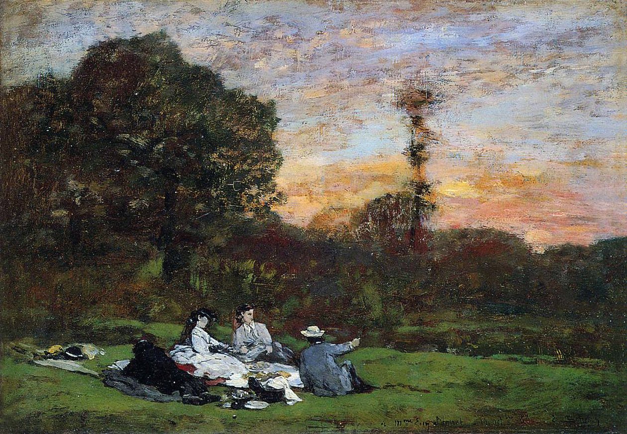 Manet Ailesi piknik yapıyor, 1866 by Eugene Louis Boudin
