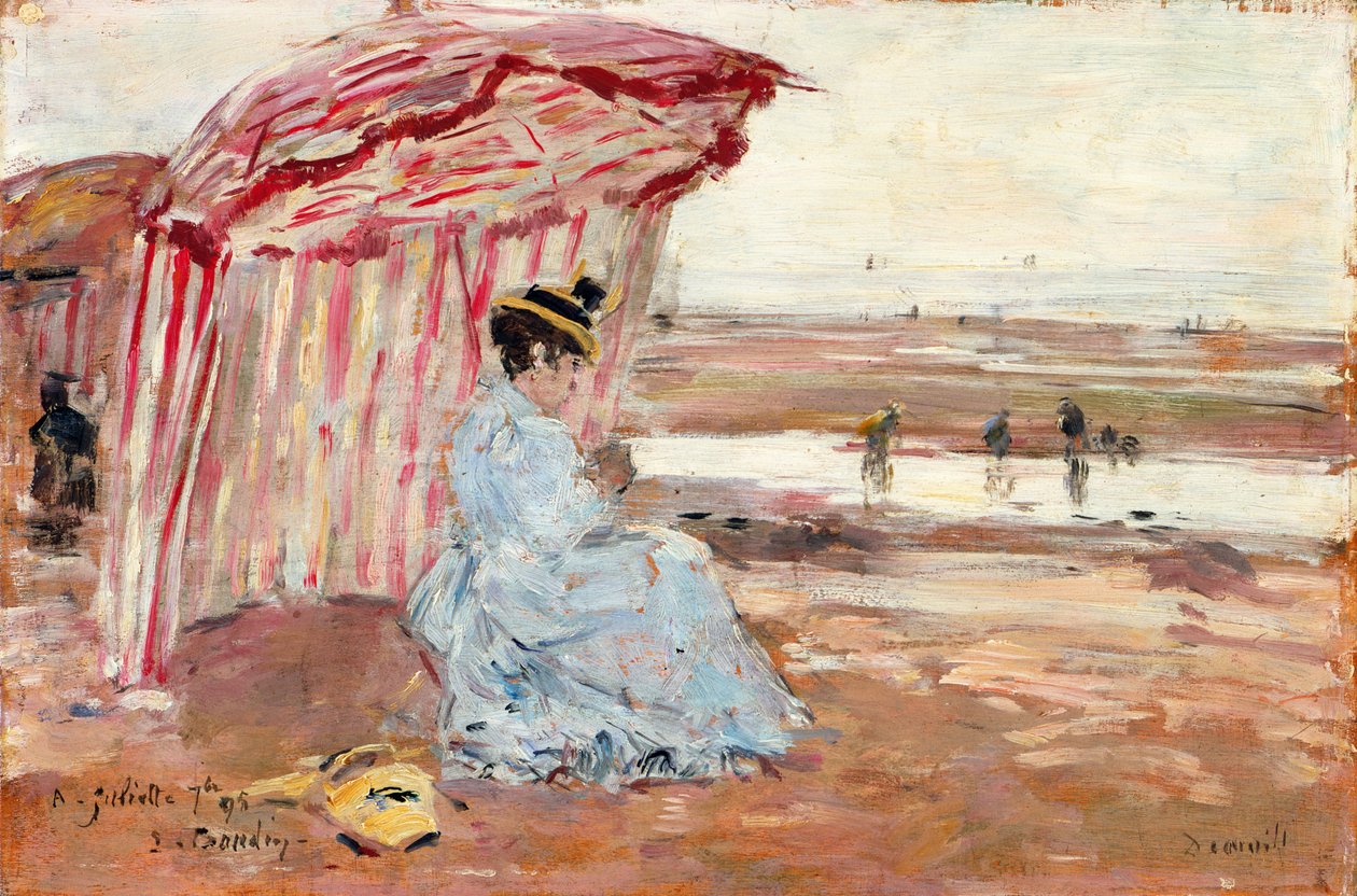 Plaj Şemsiyesi Altında Kadın, 1895 by Eugene Louis Boudin