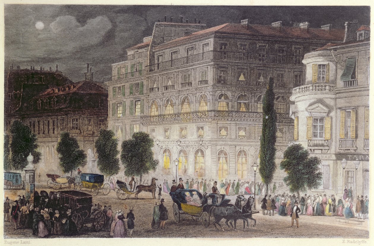 Boulevard des Italiens'in görünümü, E. Radclyffe tarafından oyulmuş, c.1840-50 by Eugene Louis Lami
