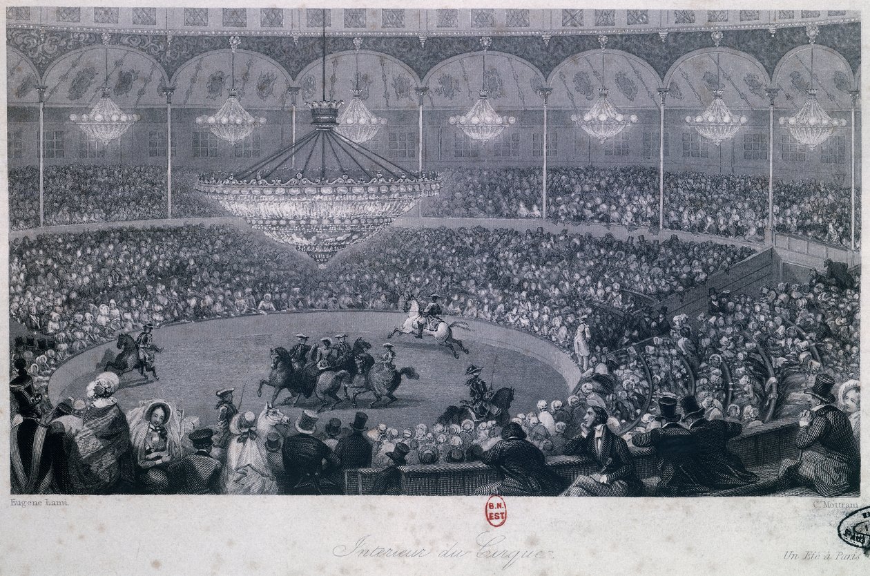 Franconi sirki, Champs Elysees, Paris, Eugene Louis Lami (1800-1890), Charles Mottram (1807-1876) tarafından Paris