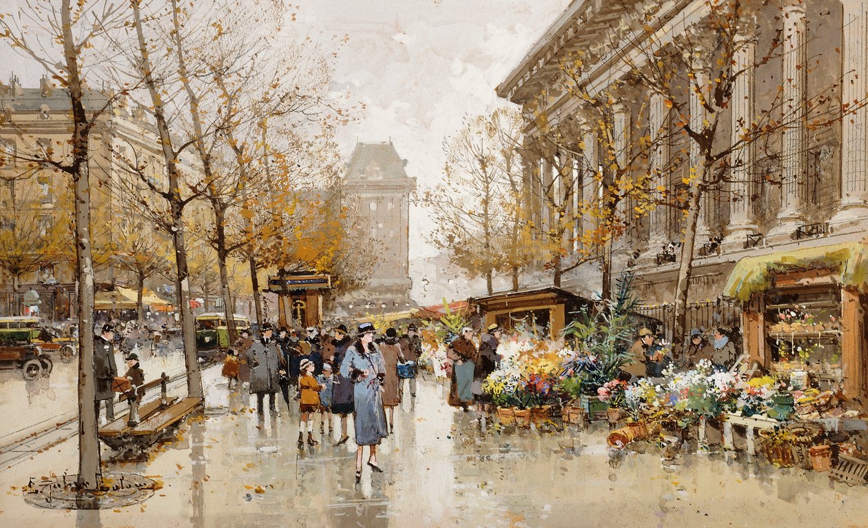 Sonbaharda Paris Sokağı by Eugene Galien Laloue