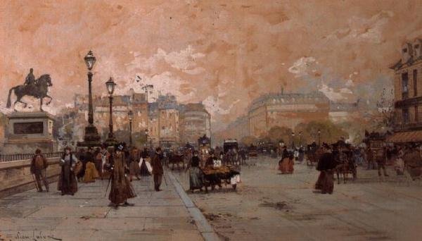 Parisli Bir Sokak Sahnesi by Eugene Galien Laloue
