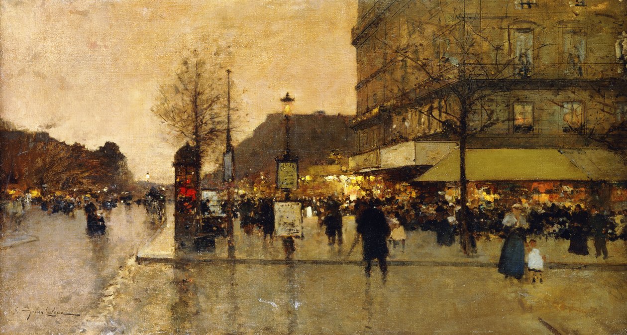 Parisli Bir Sokak Sahnesi by Eugene Galien Laloue