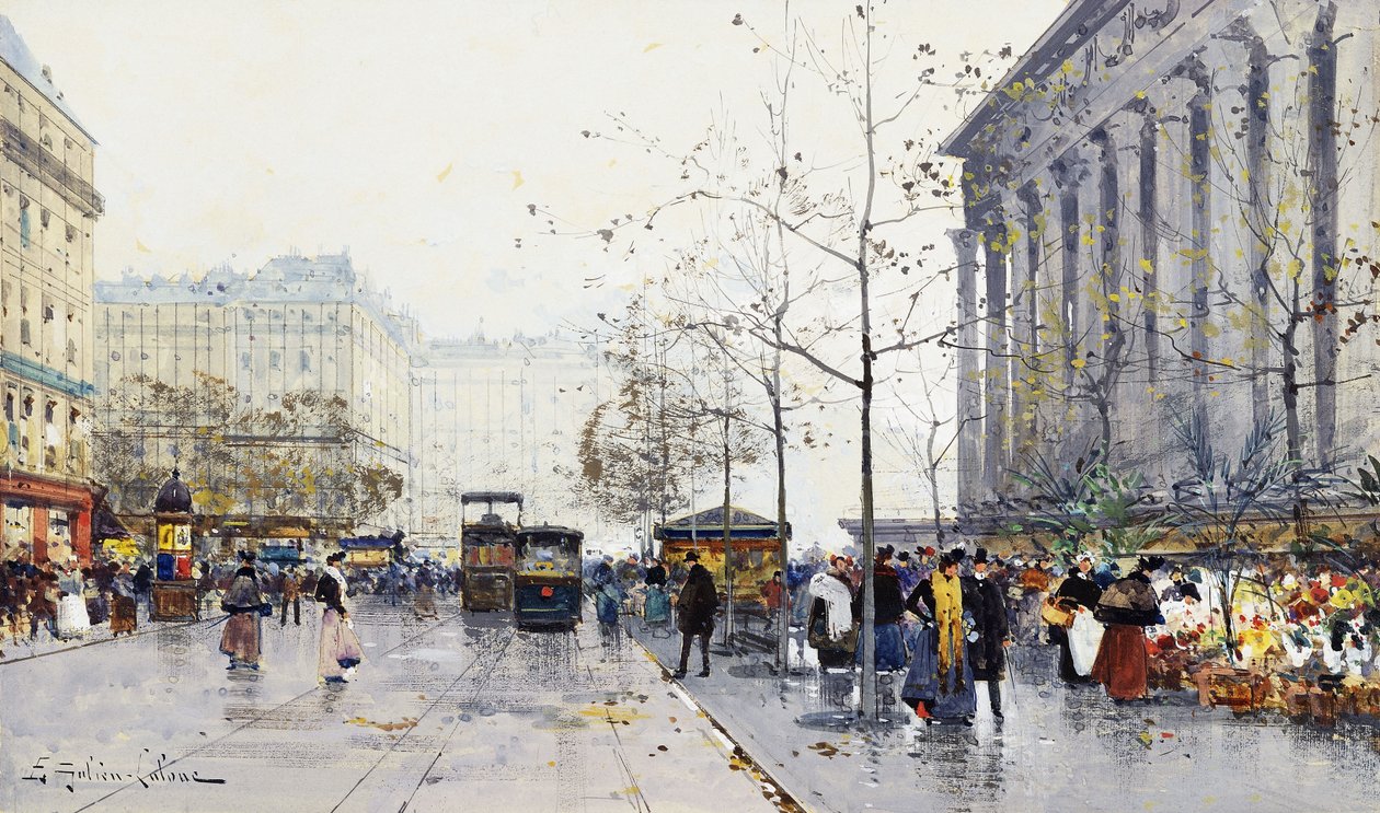 Madeleine, Paris by Eugene Galien Laloue