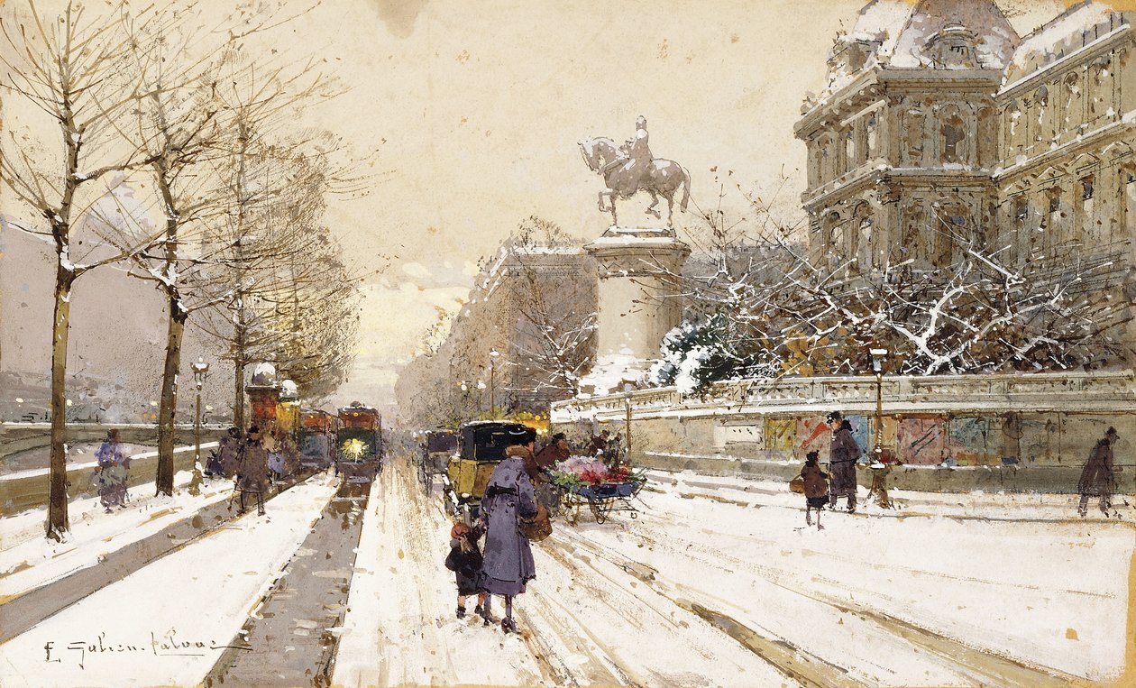 Kışın Paris by Eugene Galien Laloue