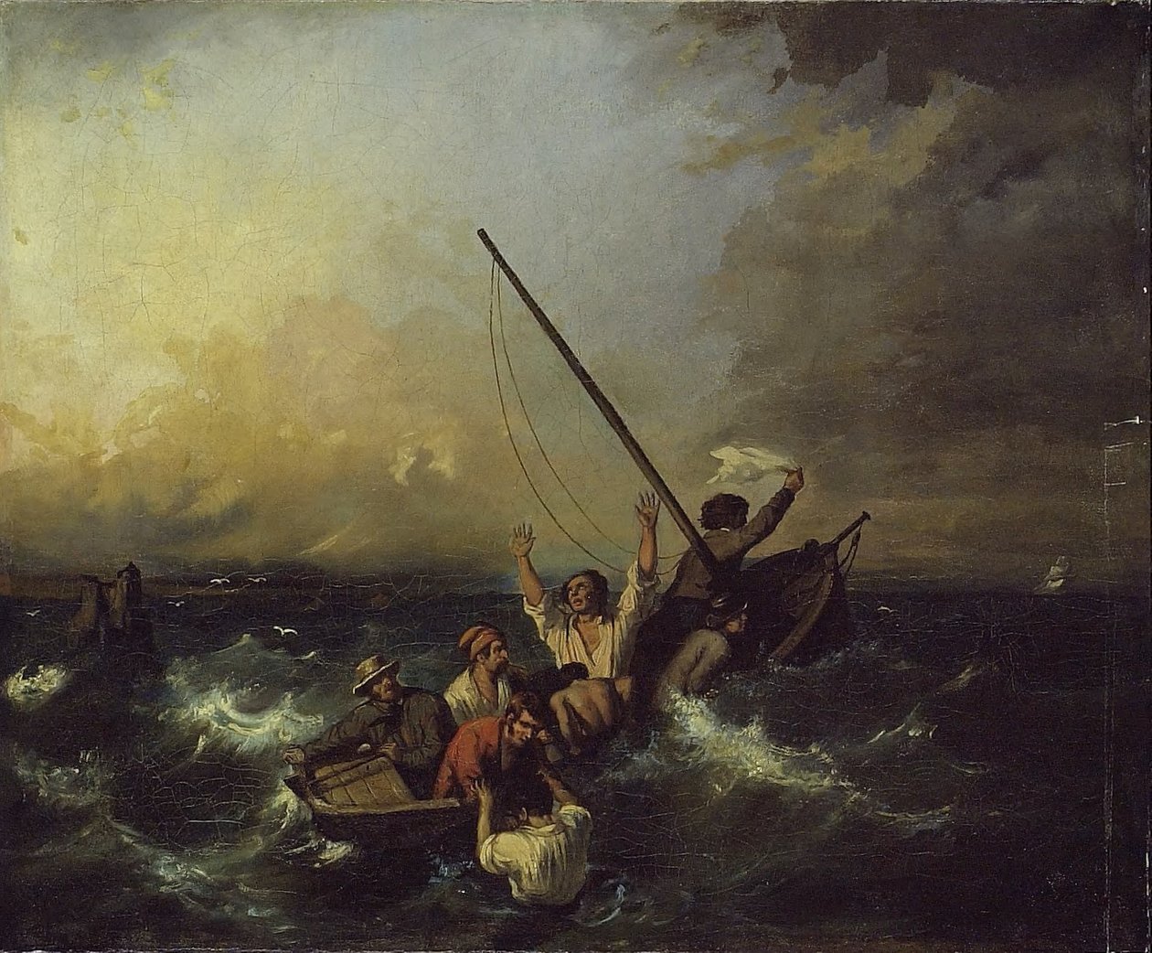 Gemi enkazı (tuval üzerine yağlı boya) by Eugene (after) Isabey