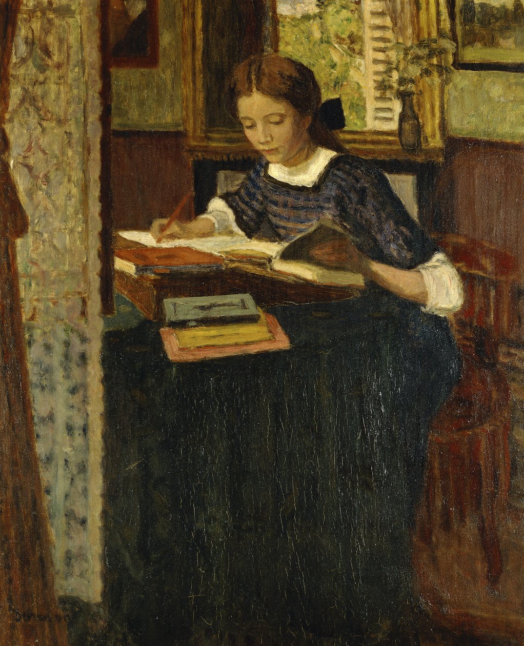 Kız Yazısı; genç kız, yazma by Eugene Antoine Durenne