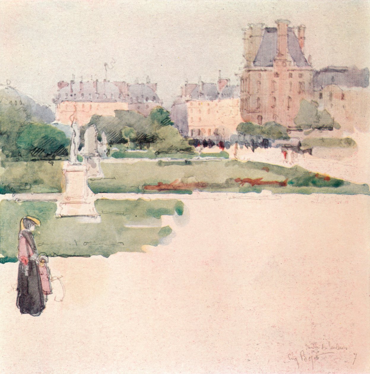 Tuileries Bahçeleri, 1915 by Eugene Bejot