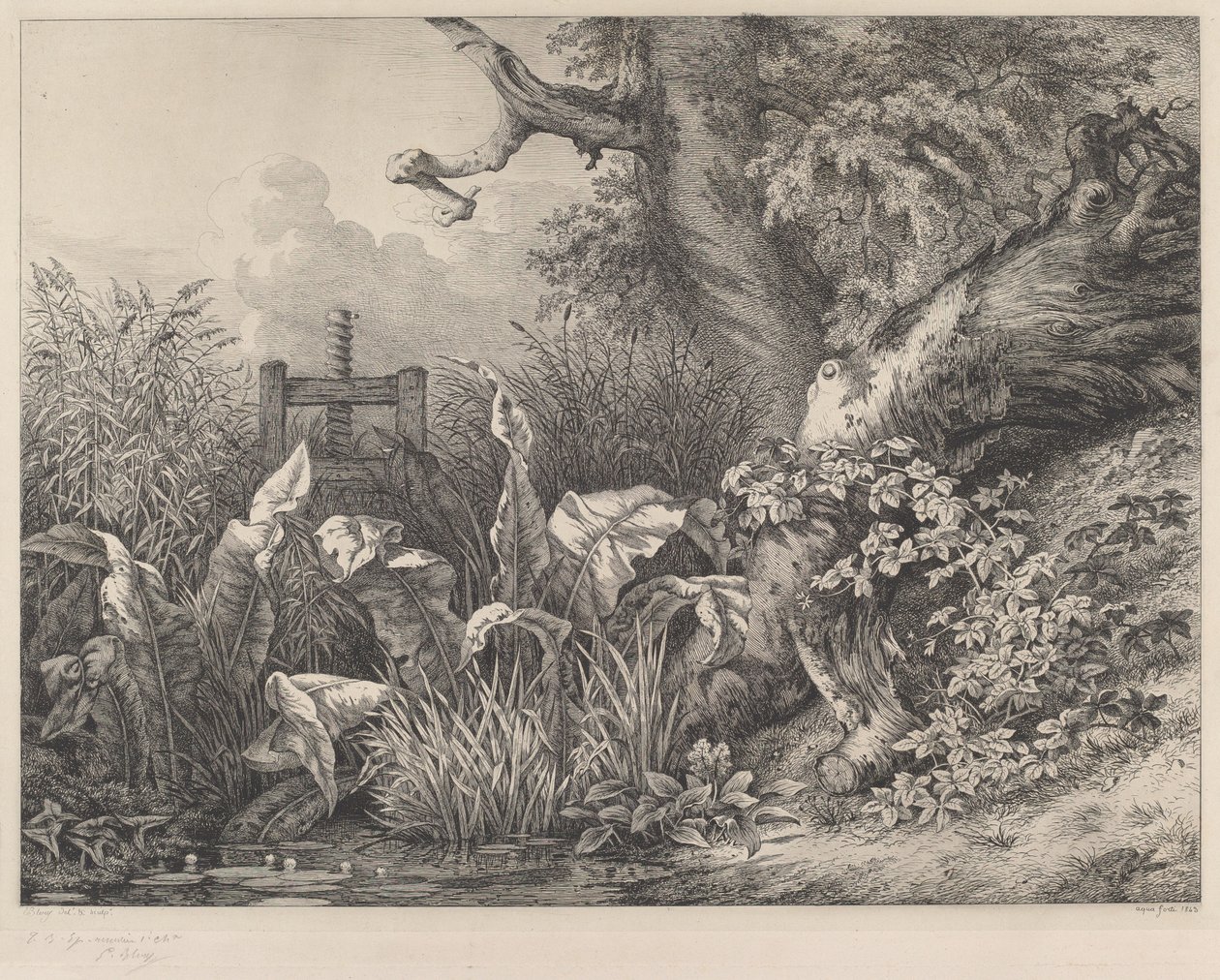 Bir Kanalda Su İskelesi ve Brambles by Eugene Bléry