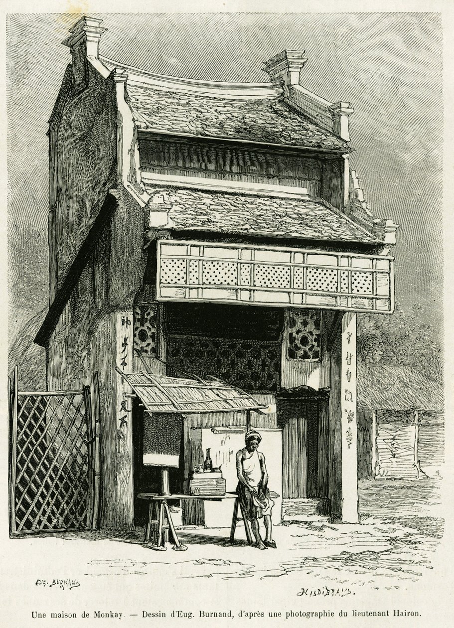 Bir Monkay evi. Edouard Charton (1807-1890), Hachette, Paris tarafından yönetilen le tour du monde 1888