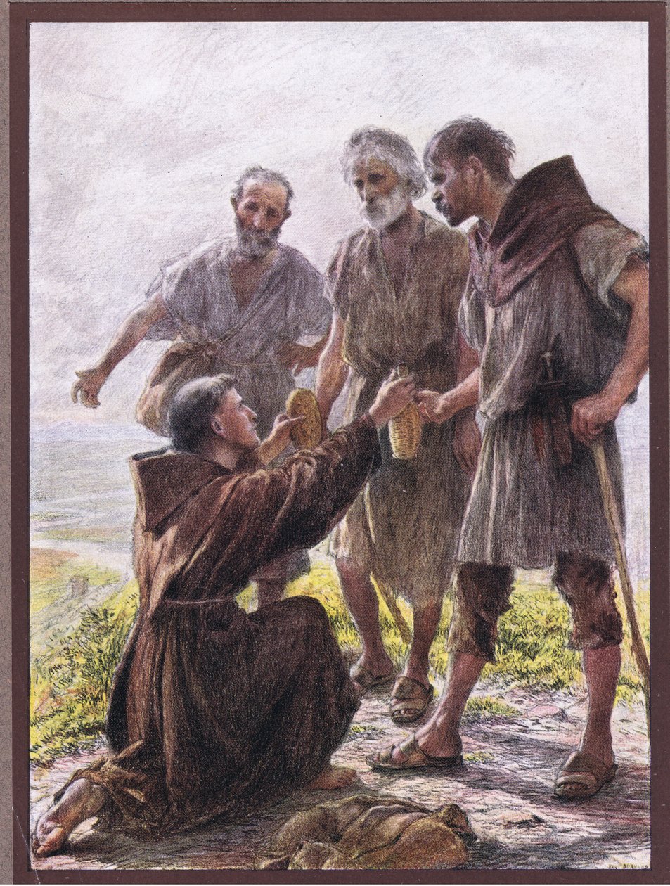Rahip Angel ve üç haydut, 1919 by Eugene Burnand