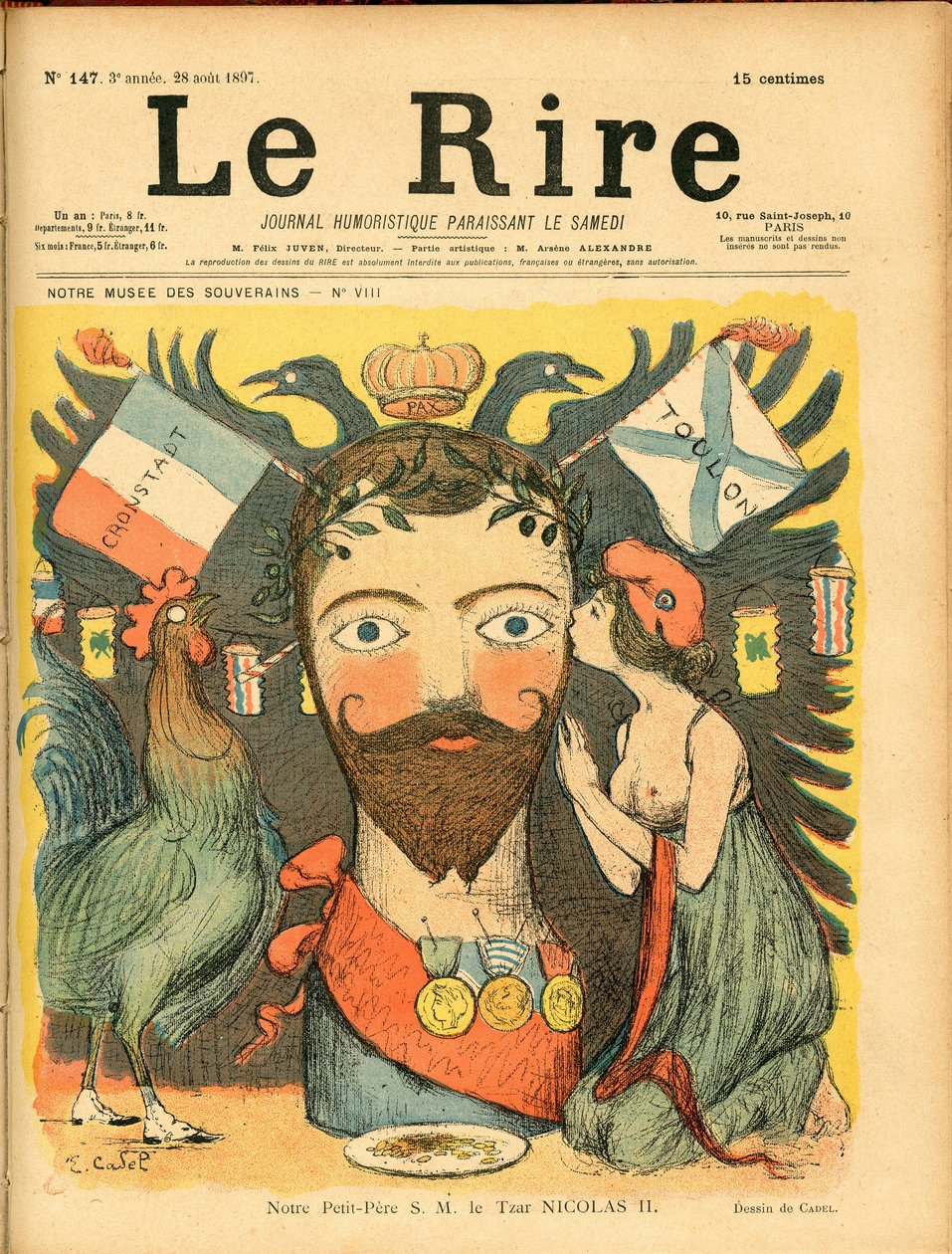 “Le Lire”nin kapağı, satirik renkli by Eugene Cadel